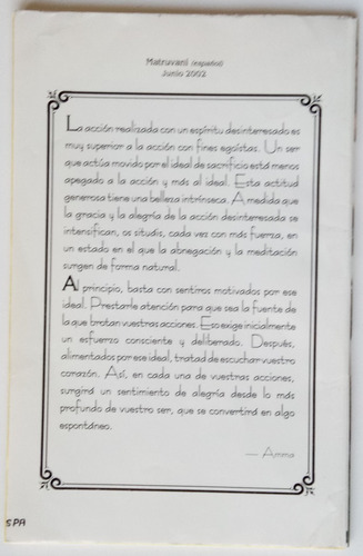 Revista Matruvani La Voz De Amma Hinduismo Junio 2002 India (Usado)