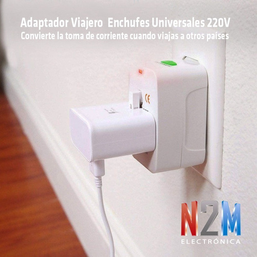 Imagen 6 de 10 de Adaptador Enchufe Universal Con Led Indicador Viajero 220v