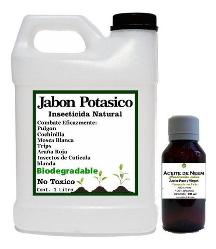 Jabon Potasico Biodegradable 1 Litro Y Aceite De Neem 60ml