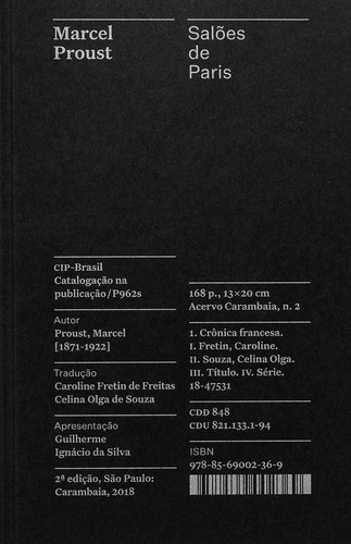 Salões de Paris - Coleção Acervo, de Proust, Marcel. Série Coleção Acervo (2), vol. 2. Editora Carambaia EIRELI, capa mole em português, 2018