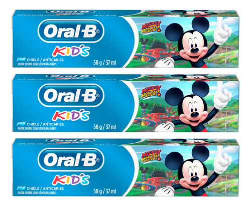 Oral B Kids Kit X3 Pasta Dental Con Fluor Para Niños Mickey