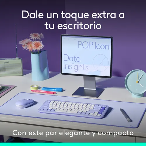 Kit Teclado Y Mouse Logitech Pop Icon, Español, Lila