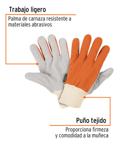 Guantes De Carnaza Y Loneta Algodón 100% Construccion Truper