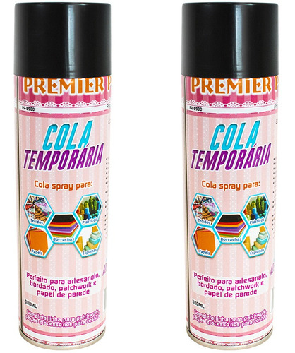 02 Adesivante Cola Temporária Patchwork Bordado Tecido 500ml