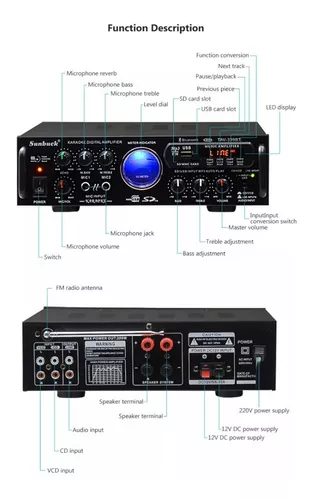 Amplificador Audio Sunbuck Musica Perifoneo Usb Fm Tav-339