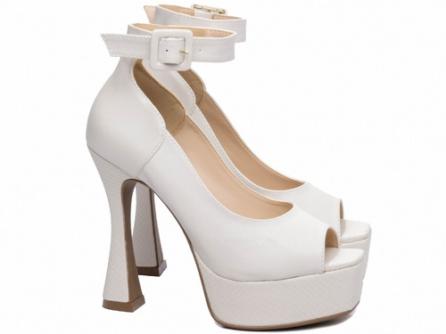 Imagem 5 de 5 de Sapato Meia Pata Estilo Boneca Salto Taça Alto Cor Off White
