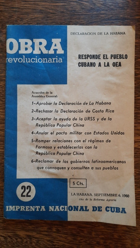 Obra Revolucionaria Responde Cuba A Oea Declaración Habana 