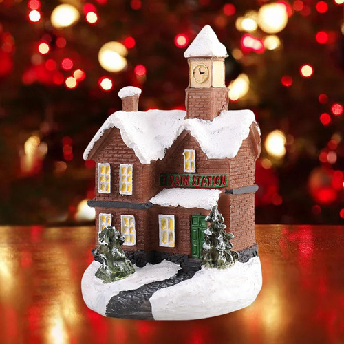 Cv 1pcs Mini Navidad Village Dollhouse A Pequeña A Pequeña