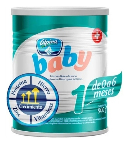 Leche de fórmula en polvo Alpina Baby 1 en lata de 1 de 900g - 0  a 6 meses