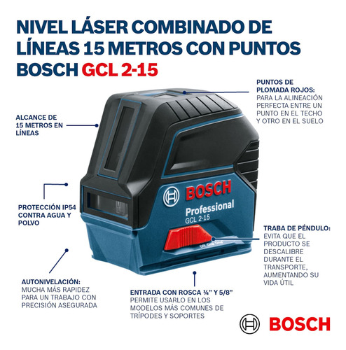 Nivel Laser Gcl 2-15 + Rm1 + Maletin Bosch 0601066e02000