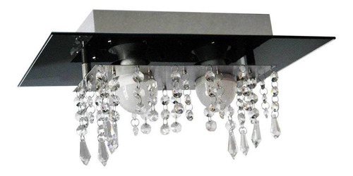 Lustre Sala Quarto Plafon De Vidro Com Cristais 02 Lâmpadas Cor Vidro preto 110V/220V