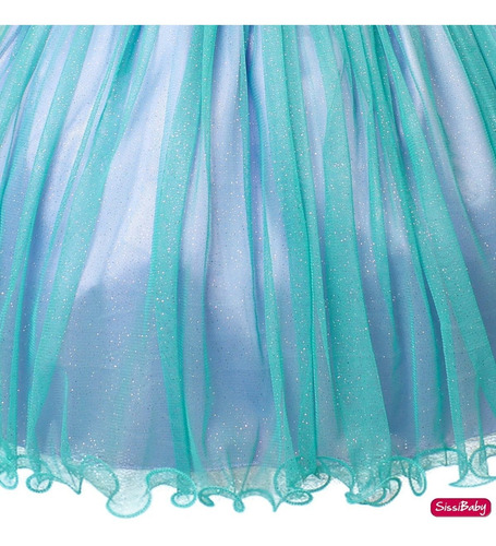 Vestido Infantil Ariel Pequena Sereia Princesa Festa Luxo 4