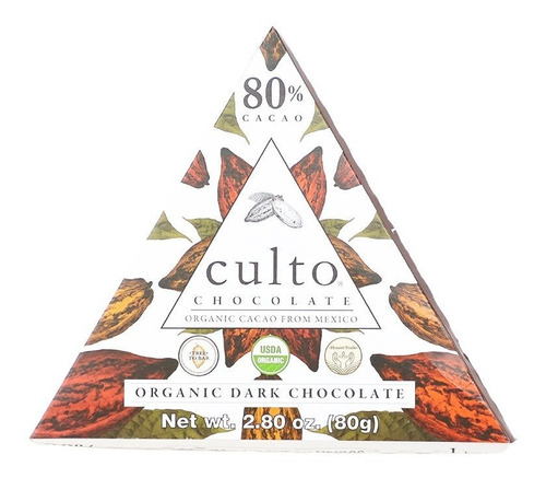 Chocolate Amargo 80% Cacao 80g Culto Orgánico