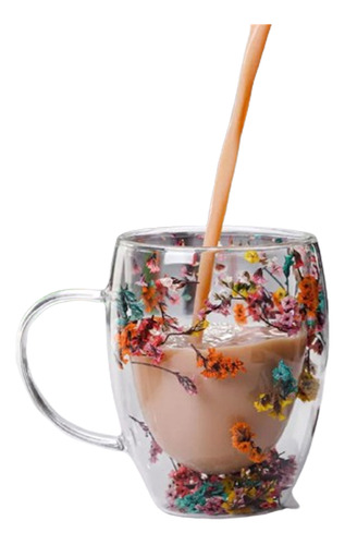 (1 Taza #molde) Vaso De Doble Pared Con Flores Secas