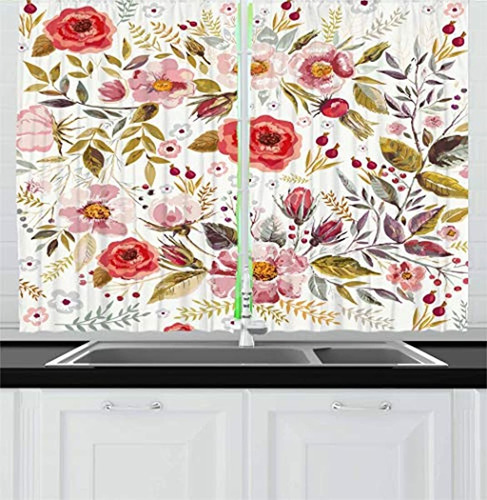 Cortinas De Cocina Vintage, Diseño Floral