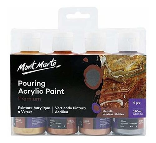 Mont Marte Premium Acrílico Vertiendo Pintura Set, Metálico