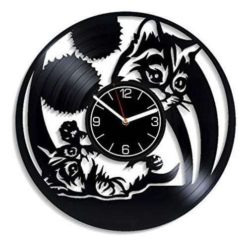 Kovides Animal Home Decoration Kitty Reloj De Pared Con Disc