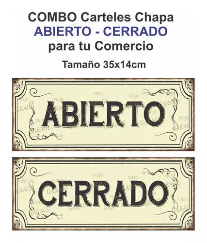 Cartel De Abierto Cerrado Vintage