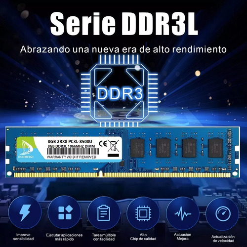 8GB Memoria Ram Gamer Duomeiqi Ddr3-1066mhz PC3-8500U Dimm De 1.35v/1.5v Azul Udimm Para Deskop