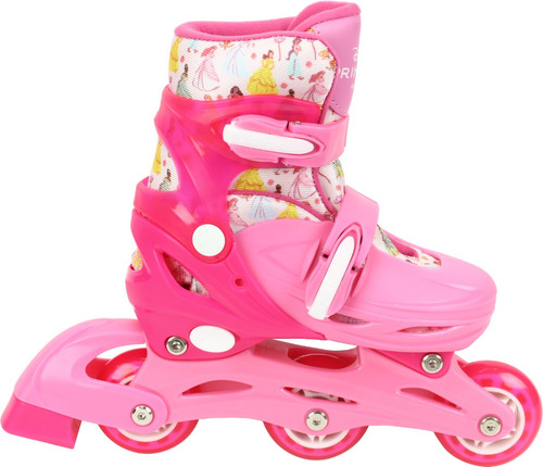 Kit Patins 2 Em 1 3 Rodas Princesas Tamanho 28/31 Bbr Toys Rosa-chiclete Princesas