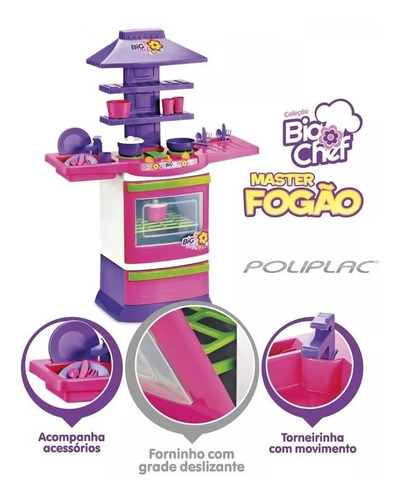 Imagem 2 de 6 de Fogãozinho Panelinha Cozinha Infantil Master Fogao Big Chef