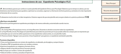 Sistema De Expedientes Psicológicos En Excel Profesional