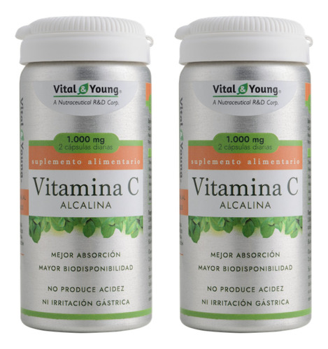 Vitamina C Alcalina No Produce Acidez Estomacal 1000mg 2 Cáp