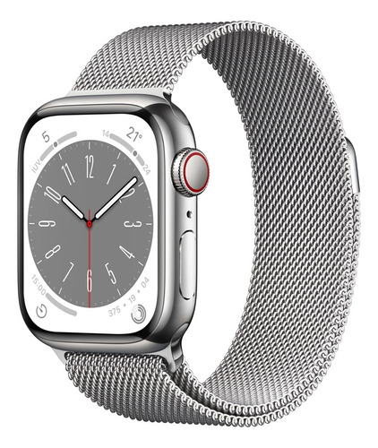 Apple Watch Series 8 GPS + Celular - Caja de acero inoxidable color plata 41 mm - Correa estilo milanés color plata - Distribuidor Autorizado