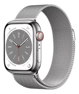Apple Watch Series 8 GPS + Celular - Caja de acero inoxidable color plata 41 mm - Correa estilo milanés color plata - Distribuidor Autorizado