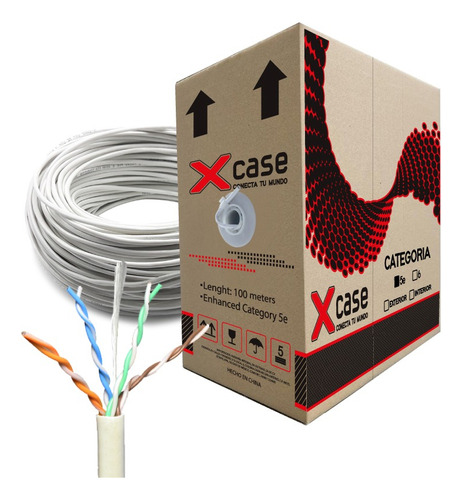 150 Mt Cable Utp Xcase C5016DOFO Cat 5e De 8 Hilos Forro Blanco 0.40mm