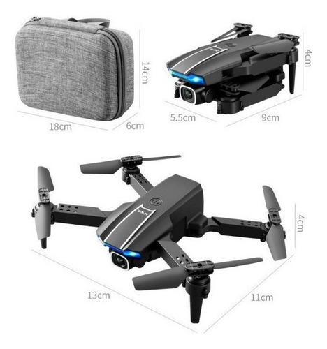 Dron 4k 2 Cámaras Wifi Control Remoto Profesional+2 Batería Color Negro