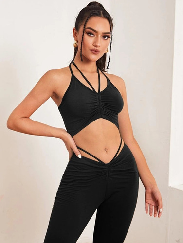 Conjunto Mujer Calza Frunce Levanta Cola Suplex+ Top Frunce 