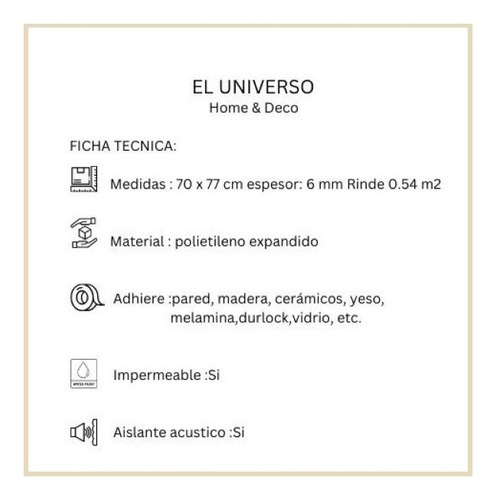 Placa 3d Vinilo Autoadhesivo 70x77 Piedra Blanca Pack X 10 Blanco