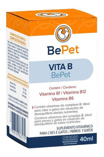 Vita B Suplemento Vitamínico - B1 B12 B6 - Bepet - 40ml