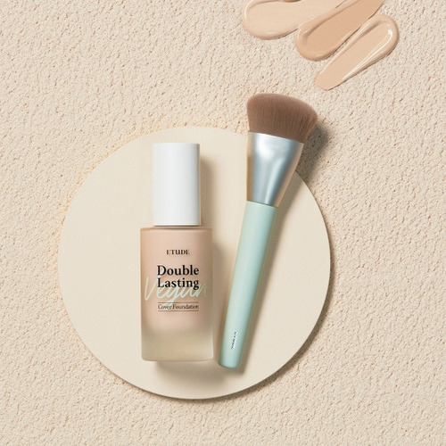 Set Etude House Double Lasting Vegan Cover Fundation+brocha Tono 21