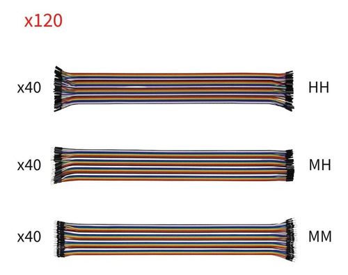 Combo 120 Cables Dupont 40cm Protoboard Hh Mh Mm