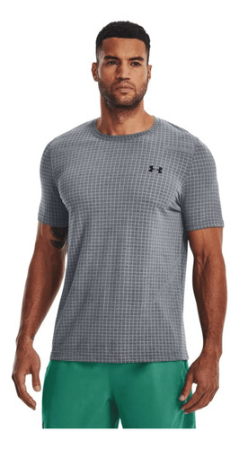 Remera Under Armour Hombre Seamless Grid Manga Corta Gris