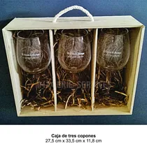 Comprar Caja Grabada 3 Copones Vino Grabado Logos Regalos Copas