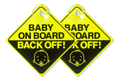 2 Carteles Adhesivos Para Bebes A Bordo Para Coches, Amarill