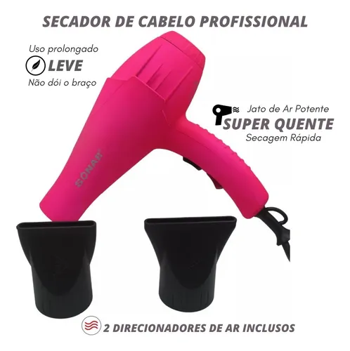 Secador De Cabelo Emborrachado Profissional Ion Potente Leve