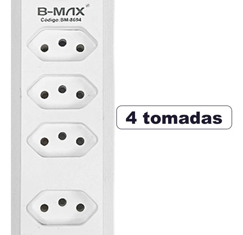 Extensão Bivolt Com 3 Usb Tipo-c E Botão