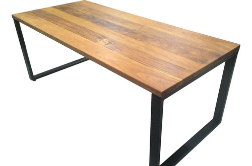 Mesa de comedor gourmet, madera, estilo industrial, 2,20 metros, color tapa, grafia, color pie, negra
