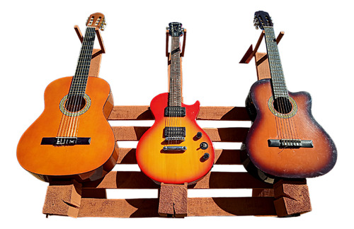 Soporte De  Guitarra O Bajo Triple O Doble De Madera Maciza 