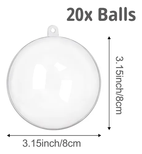 20 Bolas De Plástico Transparente Para Decoración Navideña D