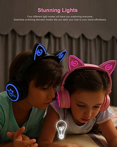 Auriculares Mindkoo Para Niños, Con Orejas De Gato, Con