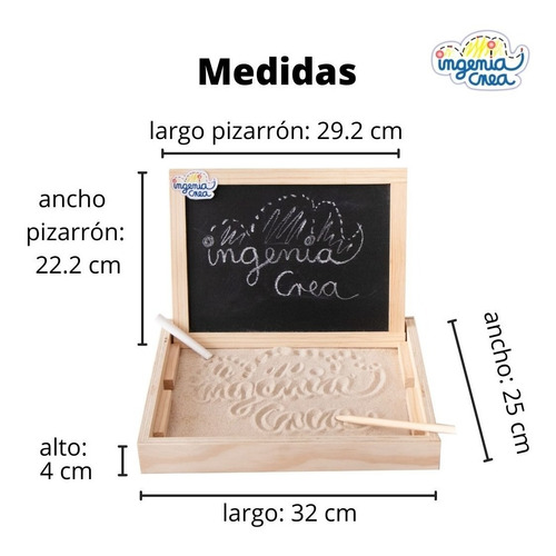 Ingeniacrea Montessori Bandeja Arena Bolígrafo Pizarrón Dobl