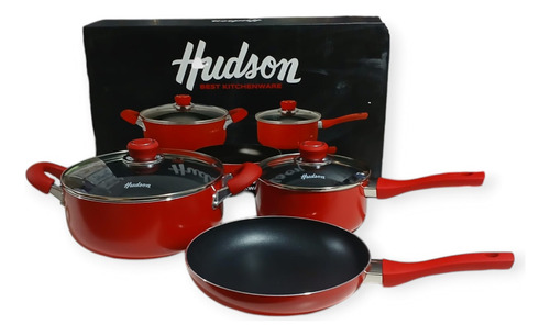 Bateria De Aluminio Con Antiadherente Hudson 5 Piezas - X1
