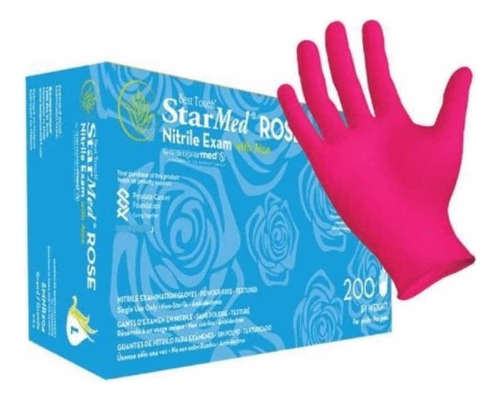 Guantes Nitrilo Fucsia 200 Unidades Aloe Vera Talla L