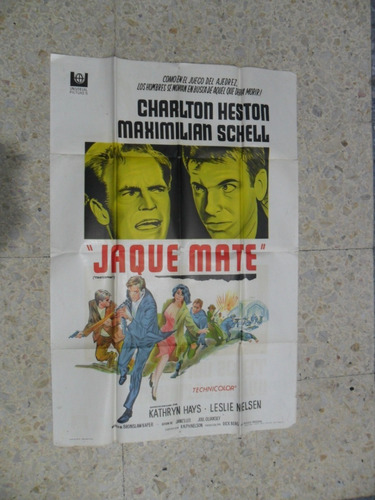 Antiguo Afiche Cine Jaque Mate 1967 Charlton Heston