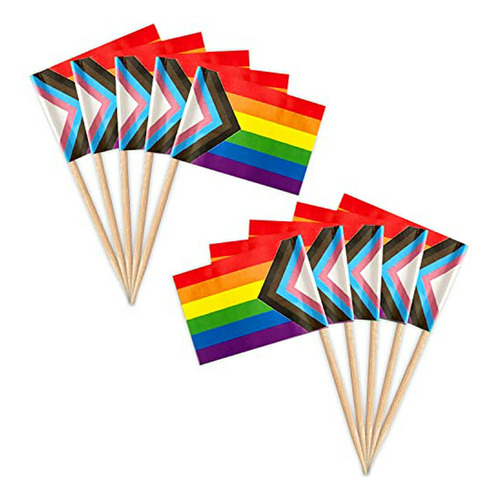 Bandera Arcoíris Mini Para Cupcakes Lgbt (100 Unidades)